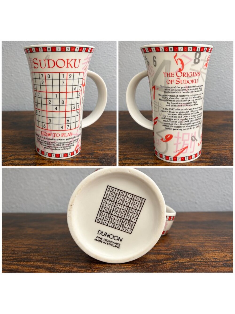 Dunoon Sudoku Glencoe Large Tall Mug Fine Stoneware England Puzzle Coffee Cup